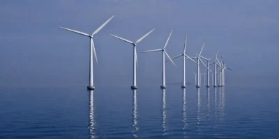 Offshorewindpark Middelgrunden in het kalme water van de Sont
