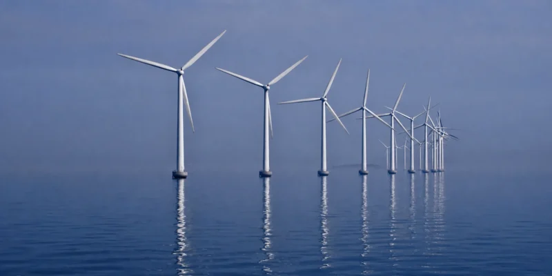 Offshorewindpark Middelgrunden in het kalme water van de Sont