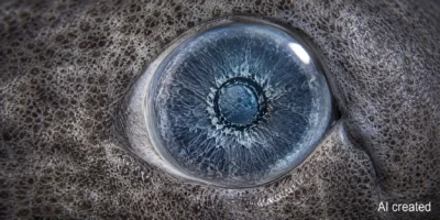 Close-up van het oog van een Groenlandse haai